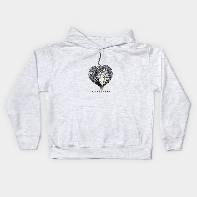 Nature Heals Wabi Sabi Kintsugi Heart Kids Hoodie by bittergodart